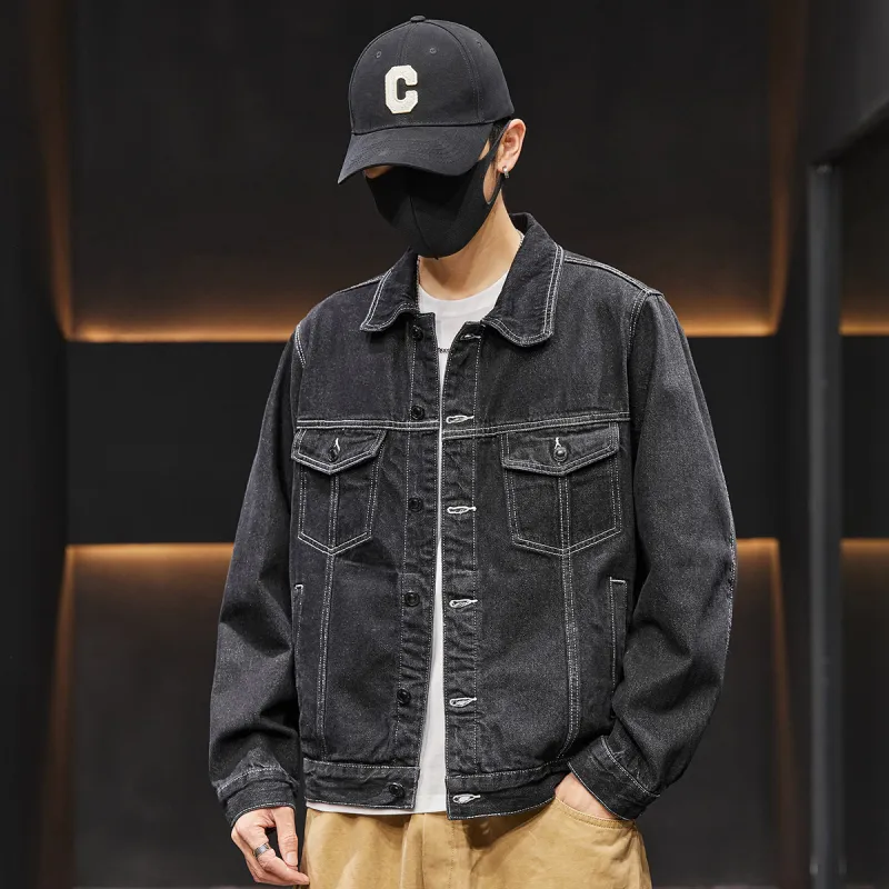 Tonlion Denim Jacket Men's Black-7