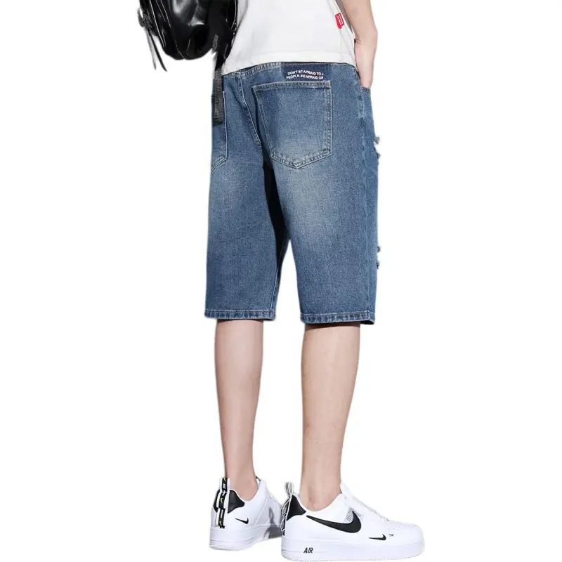 Tonlion Denim Shorts Unisex Vintage Blue-2