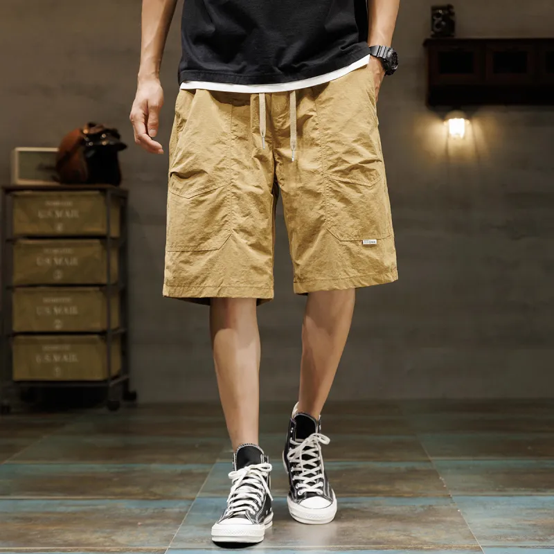 Tonlion Casual Shorts Men Ginger Yellow-5