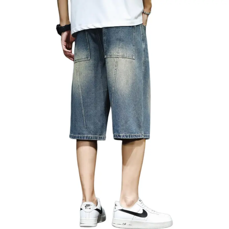 Tonlion Denim Shorts Unisex Vintage Blue-1
