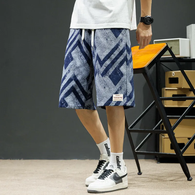 Tonlion Denim Shorts Unisex Gray Blue-3