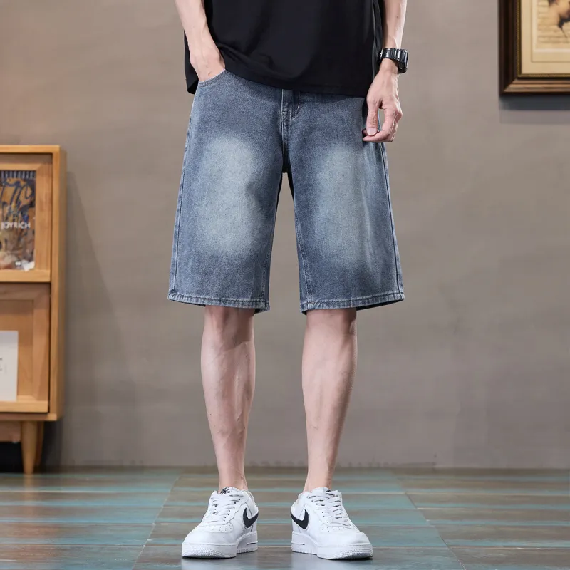 Tonlion Denim Shorts Unisex Vintage Blue-2