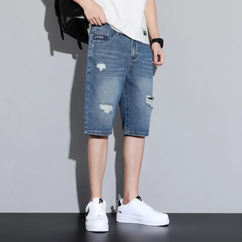 Tonlion Denim Shorts Unisex Vintage Blue-4