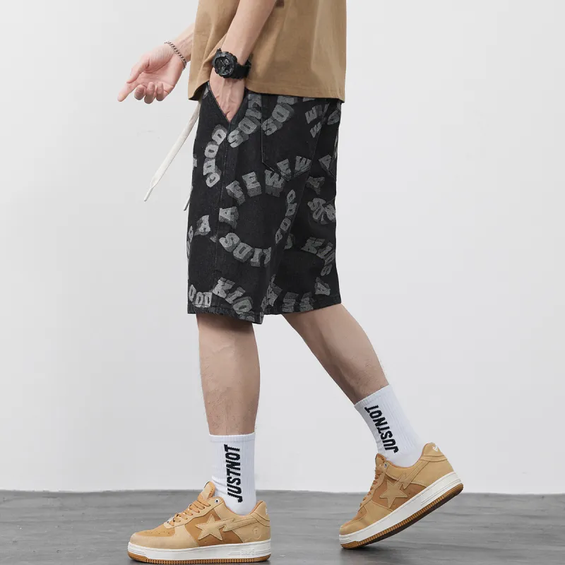 Tonlion Denim Shorts Unisex Black-4