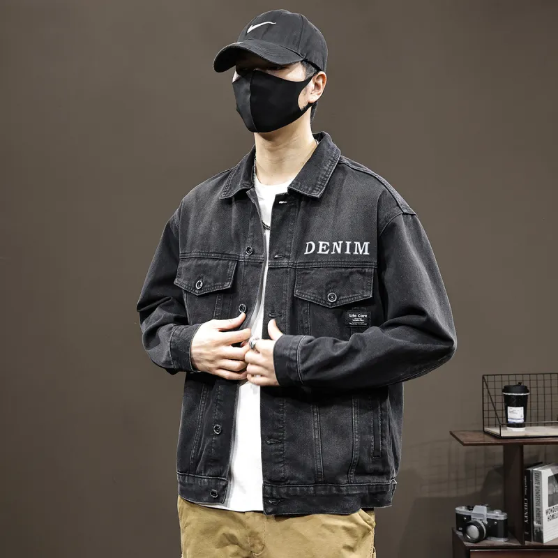 Tonlion Denim Jacket Unisex Black-5