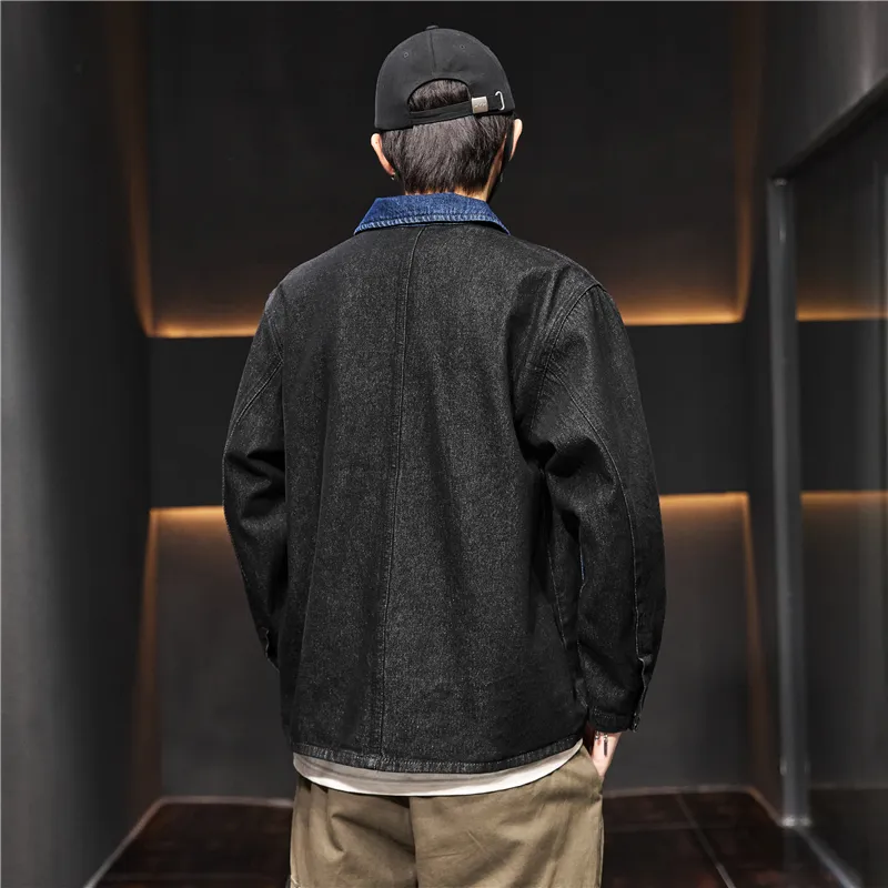 Tonlion Denim Jacket Men's Black-5