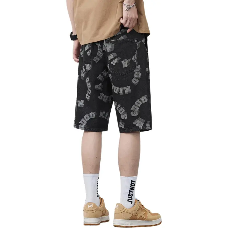 Tonlion Denim Shorts Unisex Black-1
