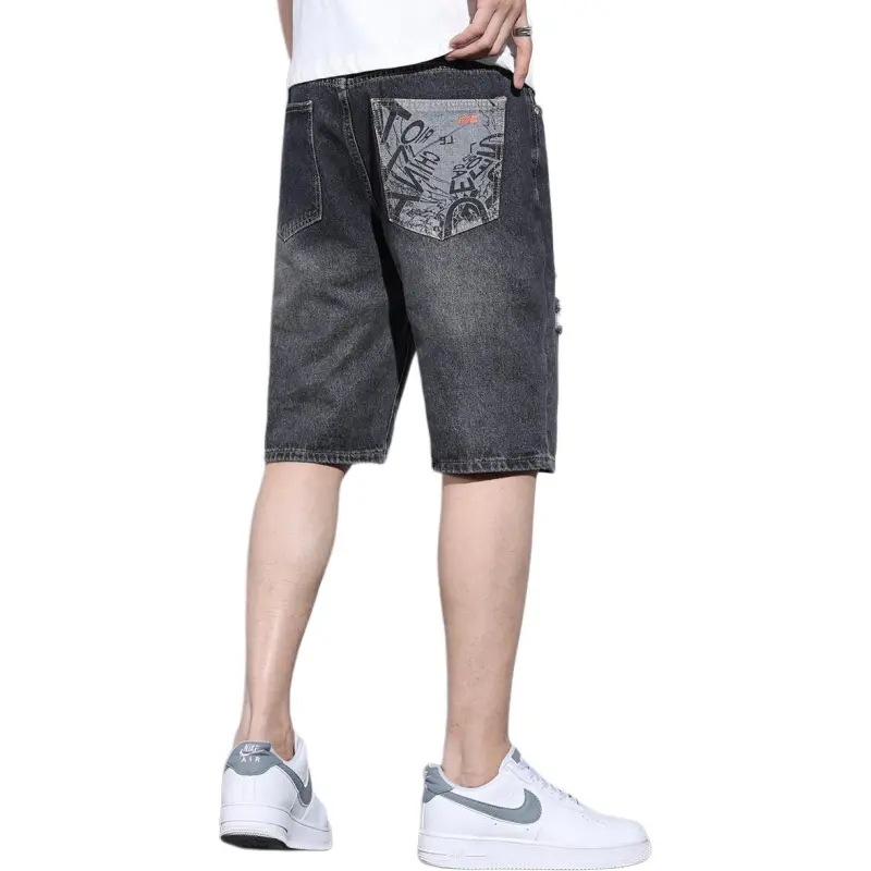 Tonlion Denim Shorts Unisex Black-1