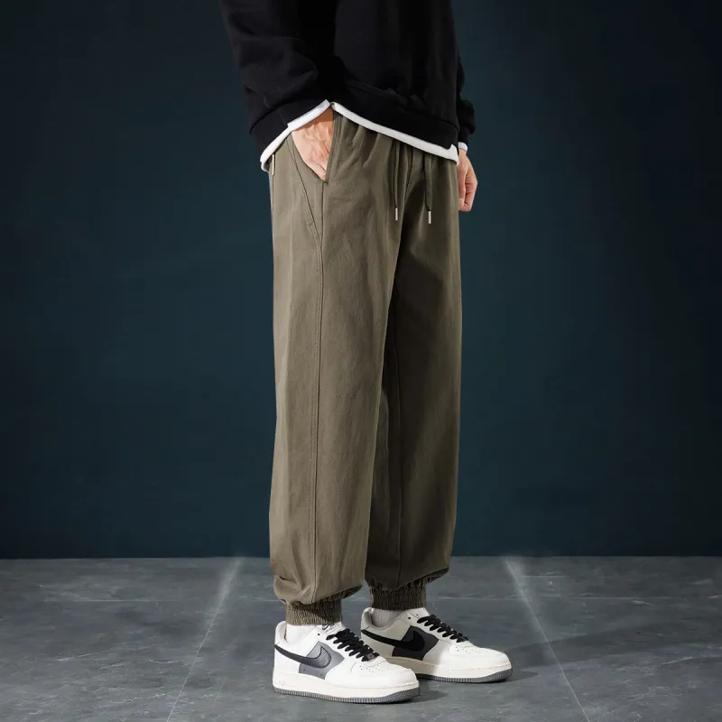 Tonlion Casual Pants Unisex Army Green-5