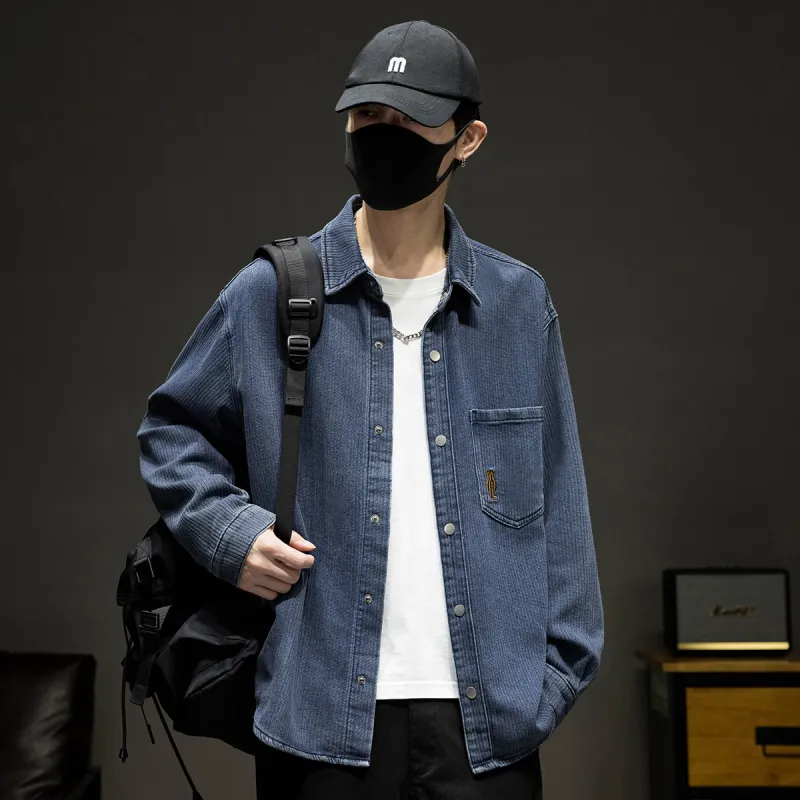 Tonlion Denim Jacket Unisex Gray Blue-3