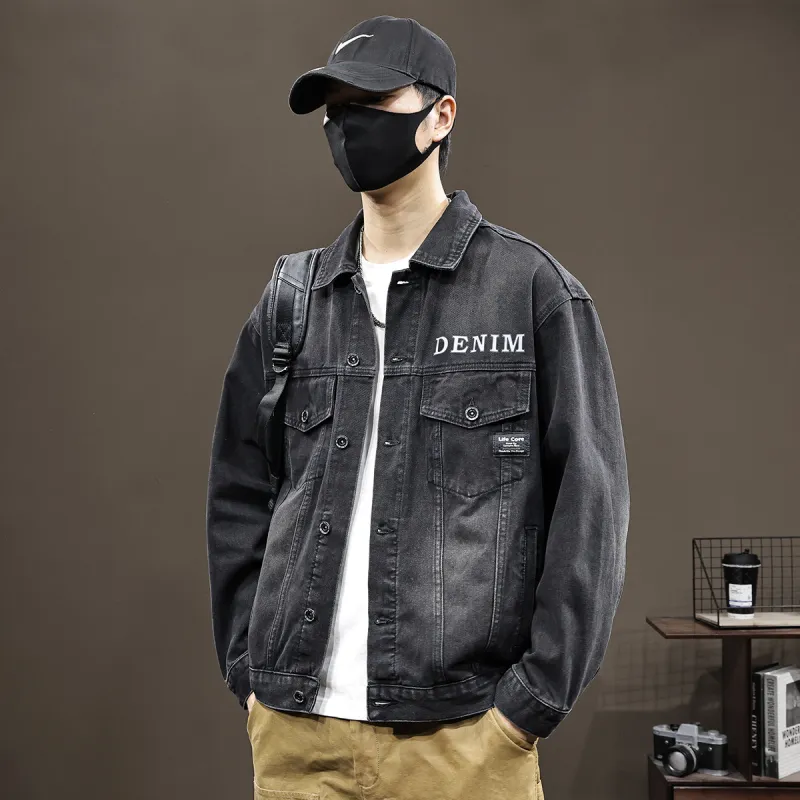 Tonlion Denim Jacket Unisex Black-4
