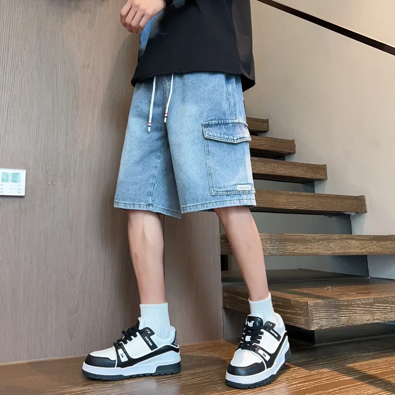 Tonlion Denim Shorts Unisex Blue Tone-4