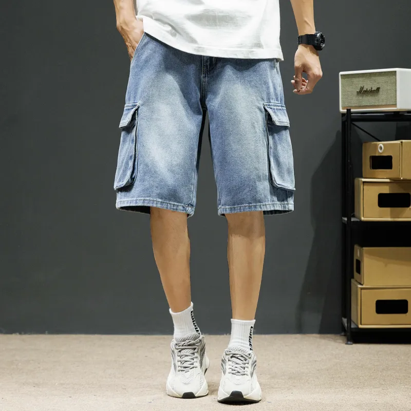 Tonlion Denim Shorts Unisex Blue Tone-3