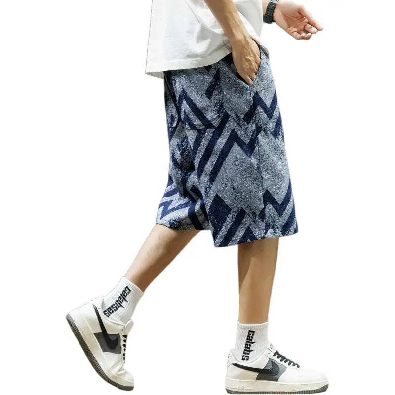 Tonlion Denim Shorts Unisex Gray Blue-1