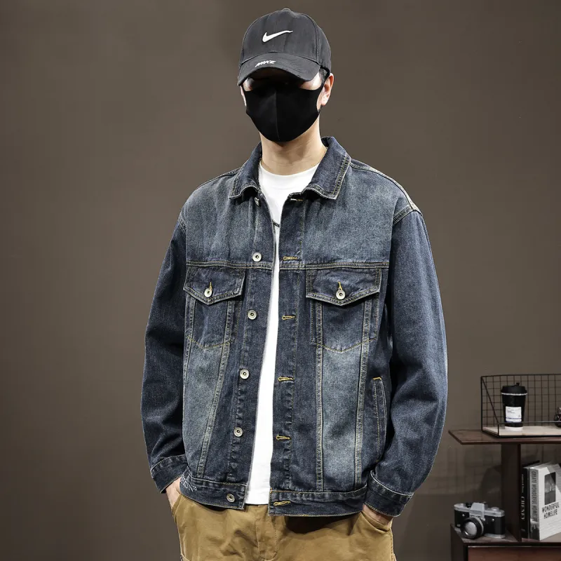Tonlion Denim Jacket Unisex Blue Gray-4