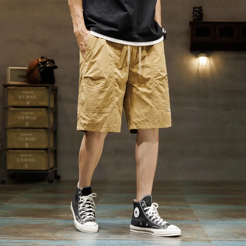 Tonlion Casual Shorts Men Ginger Yellow-14
