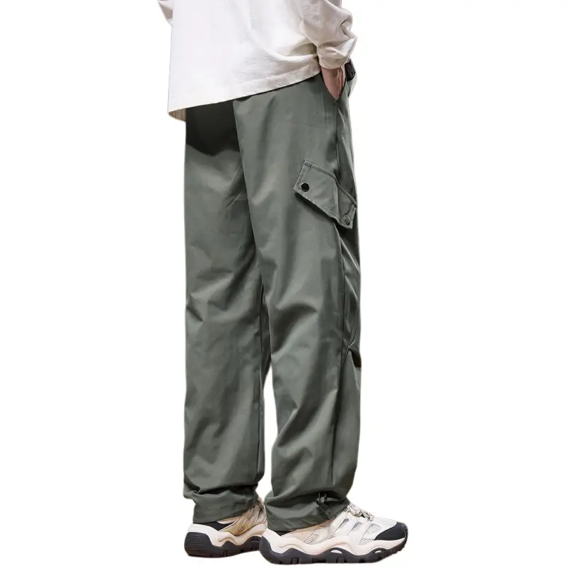 Tonlion Casual Pants Unisex Light Green Gray-3