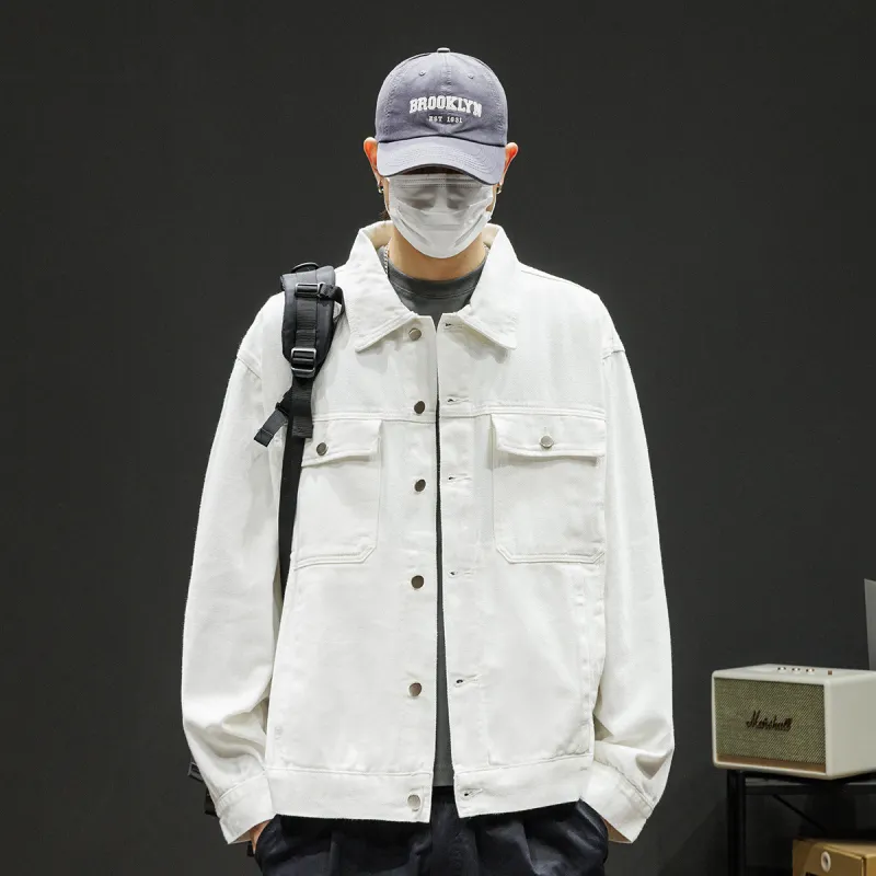 Tonlion Denim Jacket Unisex Raw White-6
