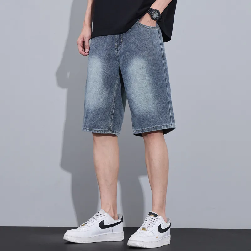 Tonlion Denim Shorts Unisex Vintage Blue-3