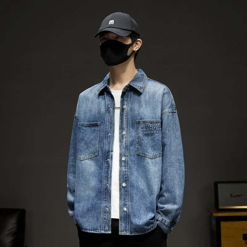 Tonlion Denim Jackets Unisex Medium Blue-3