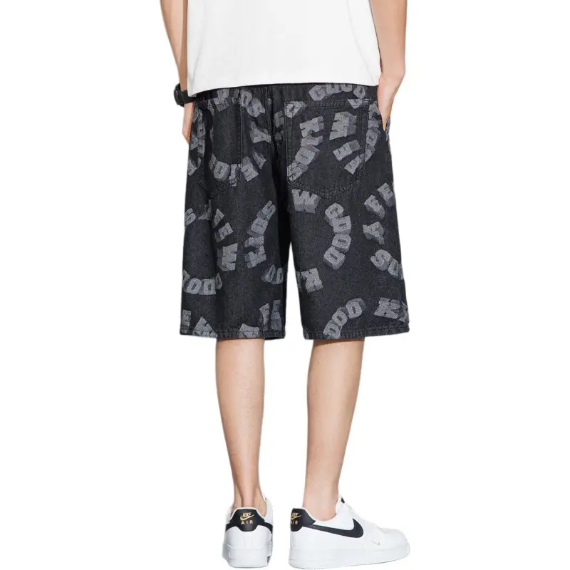 Tonlion Denim Shorts Unisex Black-1