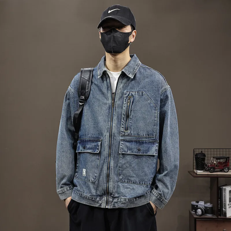 Tonlion Denim Jacket Unisex Vintage Blue-6