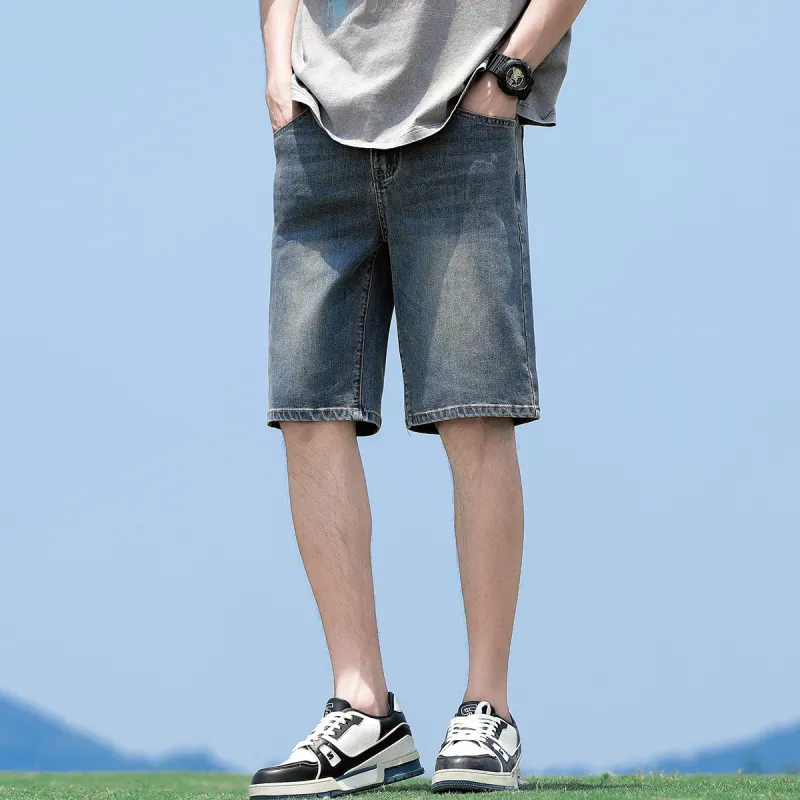 Tonlion Denim Shorts Unisex Vintage Blue-2