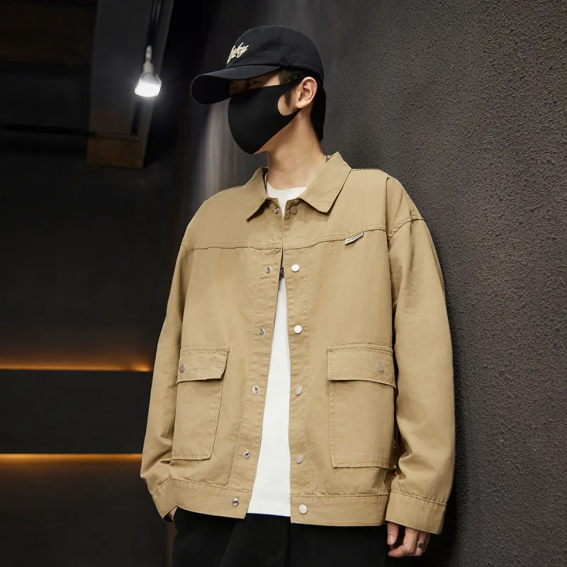 Tonlion Denim Jackets Unisex Khaki-6