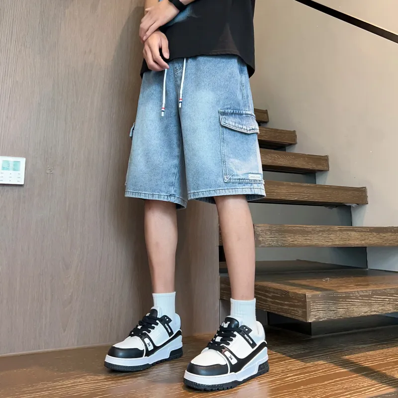Tonlion Denim Shorts Unisex Blue Tone-5