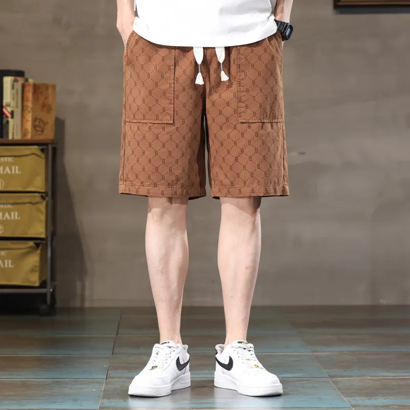 Tonlion Casual Shorts Unisex Brown-2