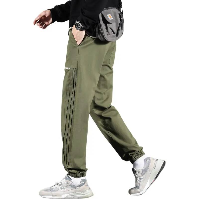 Tonlion Casual Pants Unisex Army Green-6