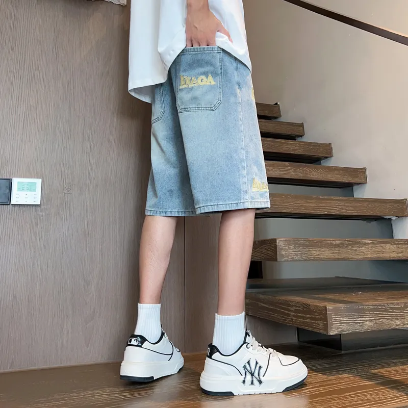 Tonlion Denim Shorts Men Blue Tone-5