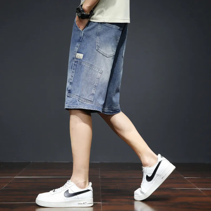 Tonlion Denim Shorts Unisex Vintage Blue-6