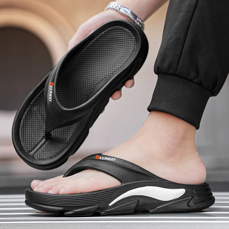 DEERWAY Quiet, Odor Resistant, Slip Resistant Flip Flops Men's-9