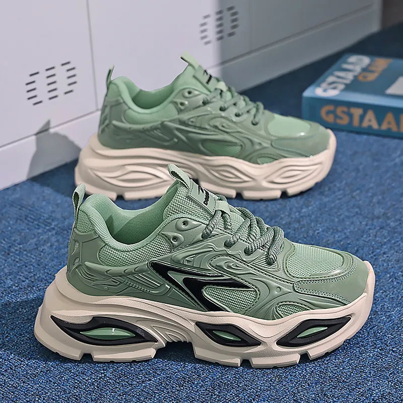 DEERWAY Shock Absorbers With Slip Resistant And Abrasion Resistant Properties Low Top Chunky Sneakers Men's-15