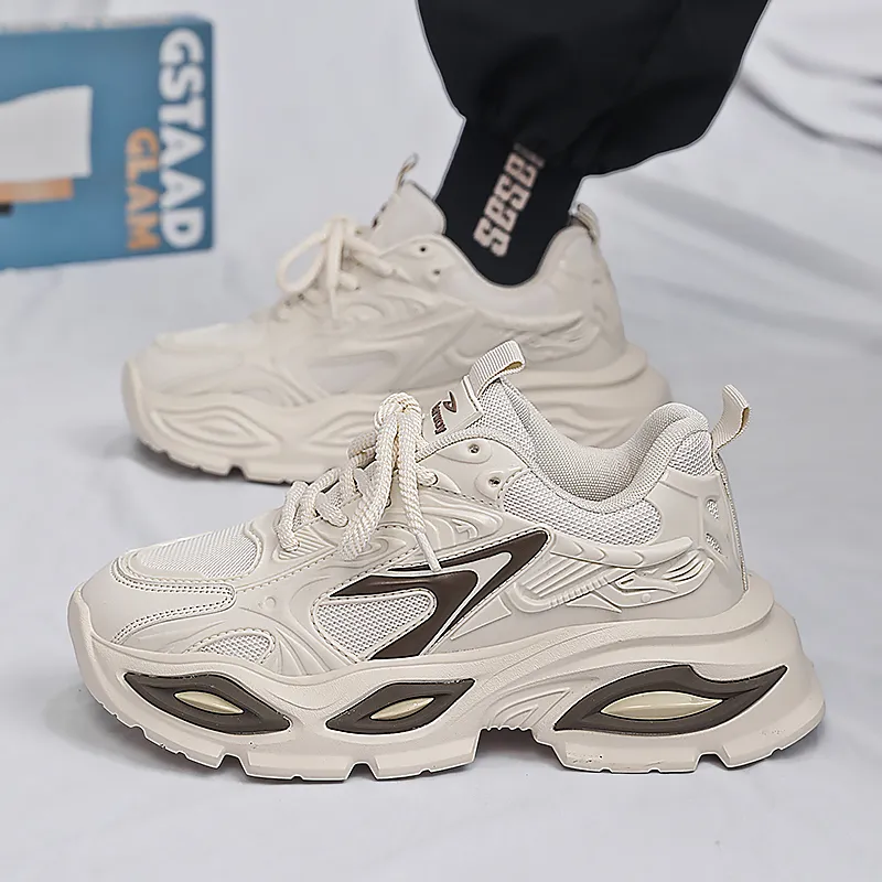DEERWAY Shock Absorbers With Slip Resistant And Abrasion Resistant Properties Low Top Chunky Sneakers Men's-4