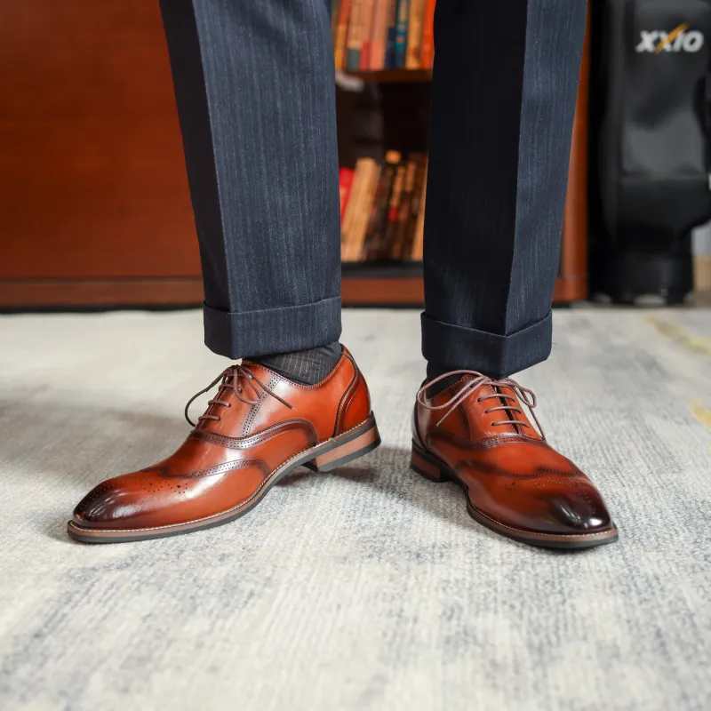 XIAOTOULANG Dress Shoes Men Low Top Black/Brown-7