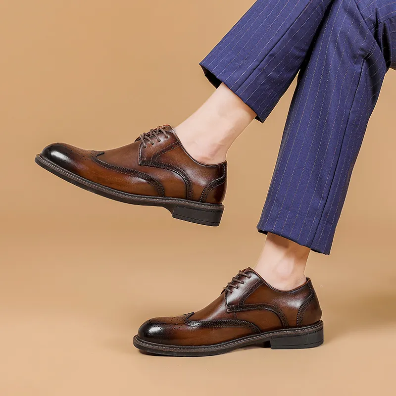 XIAOTOULANG Dress Shoes Men Low Top Black/Brown-1