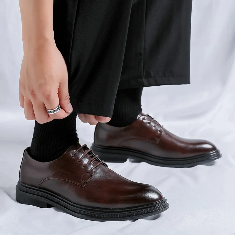 XIAOTOULANG Dress Shoes Men Low Top Black/Brown-15