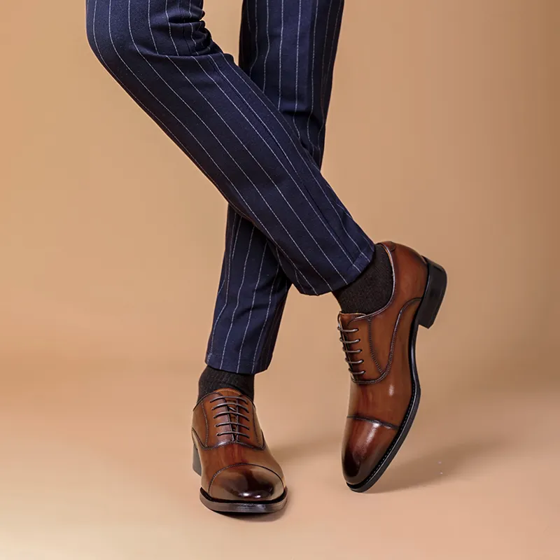 XIAOTOULANG Dress Shoes Men Low Top Black/Brown-6