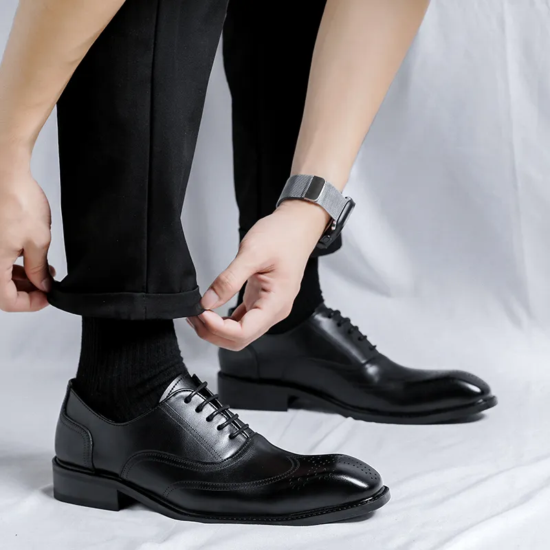 XIAOTOULANG Dress Shoes Men Low Top Black/Brown-6