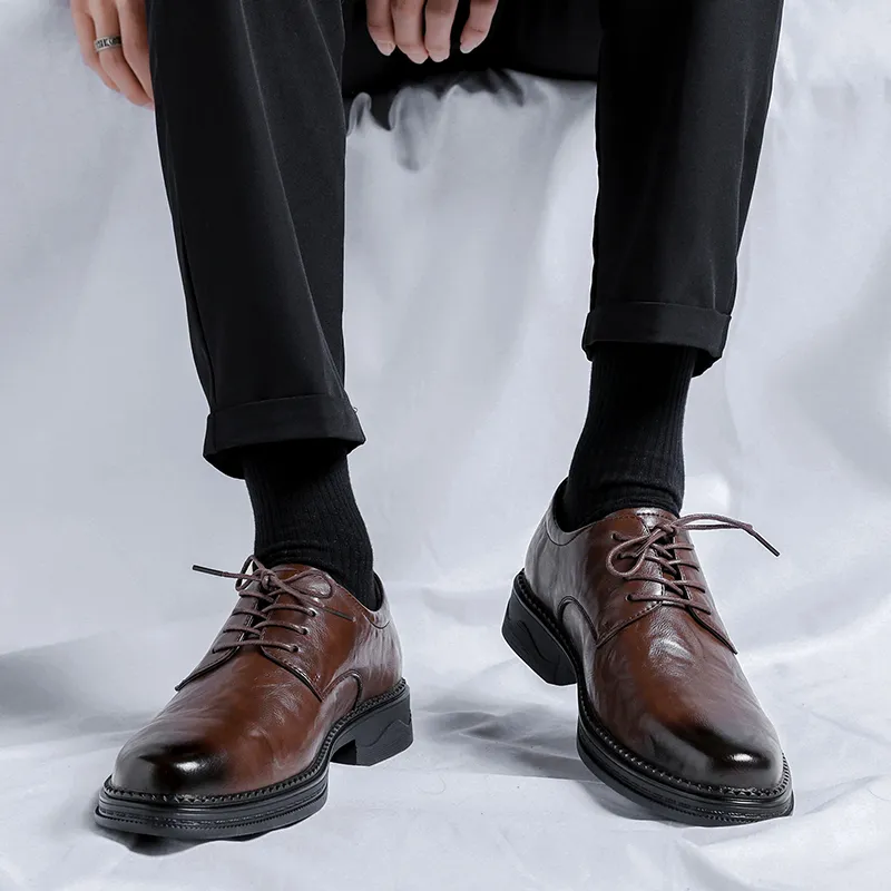 XIAOTOULANG Dress Shoes Men Low Top Black/Brown-18
