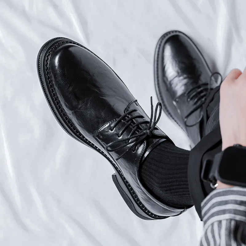 XIAOTOULANG Dress Shoes Men Low Top Black/Brown-5