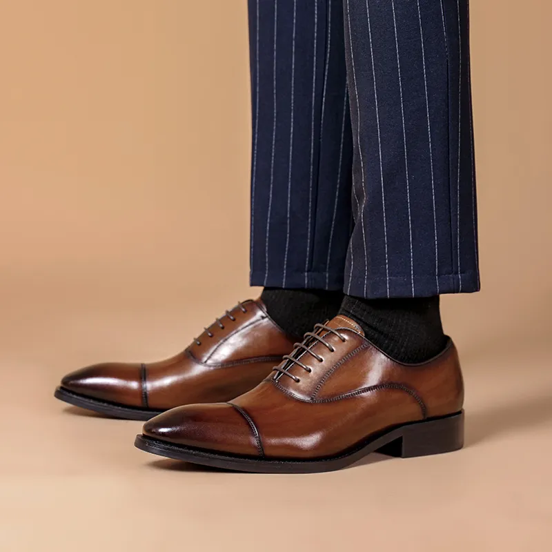 XIAOTOULANG Dress Shoes Men Low Top Black/Brown-8