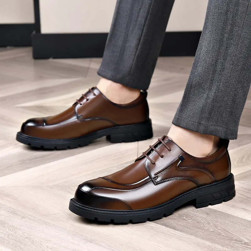 XIAOTOULANG Dress Shoes Men Low Top Black/Brown-15