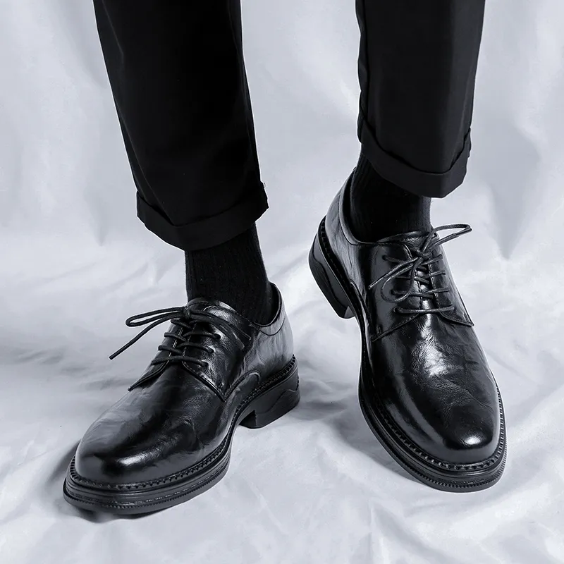 XIAOTOULANG Dress Shoes Men Low Top Black/Brown-6