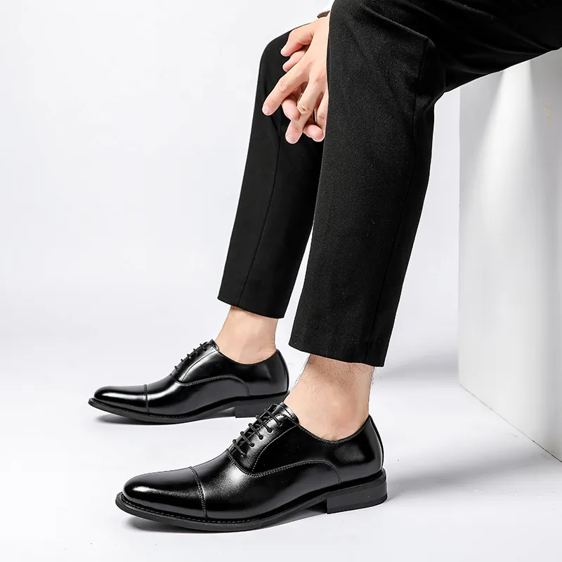 XIAOTOULANG Dress Shoes Men Low Top Black/Brown-2