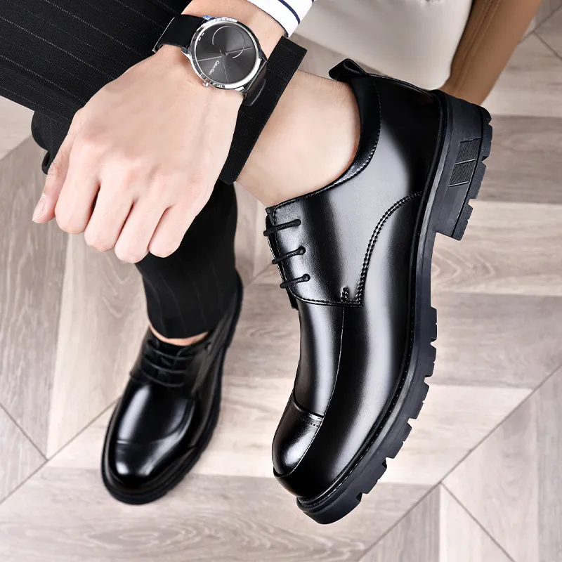 XIAOTOULANG Dress Shoes Men Low Top Black/Brown-8