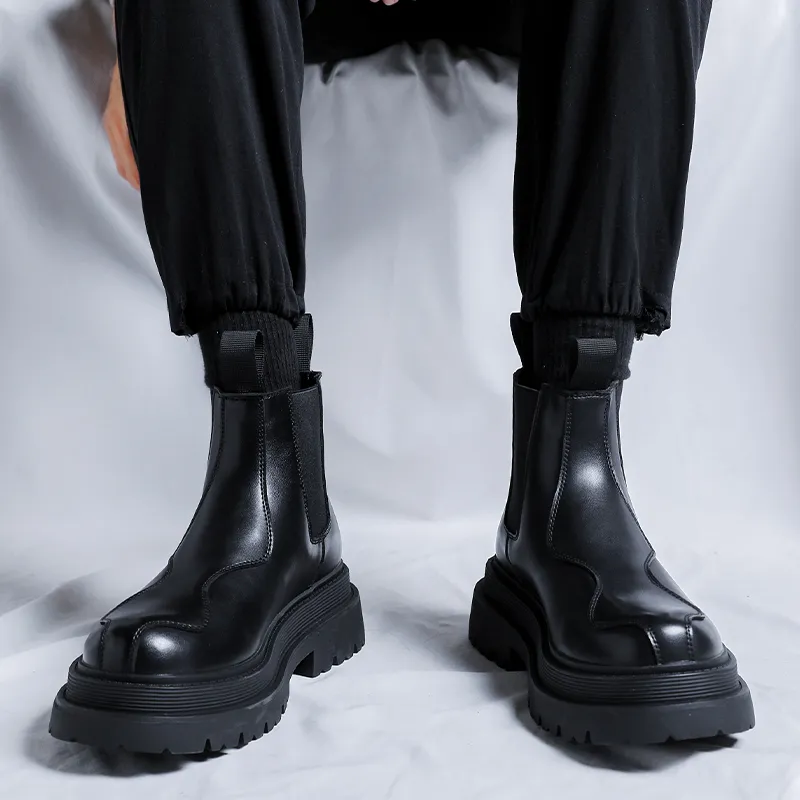 XIAOTOULANG Short Chelsea Boots Men's Black-2
