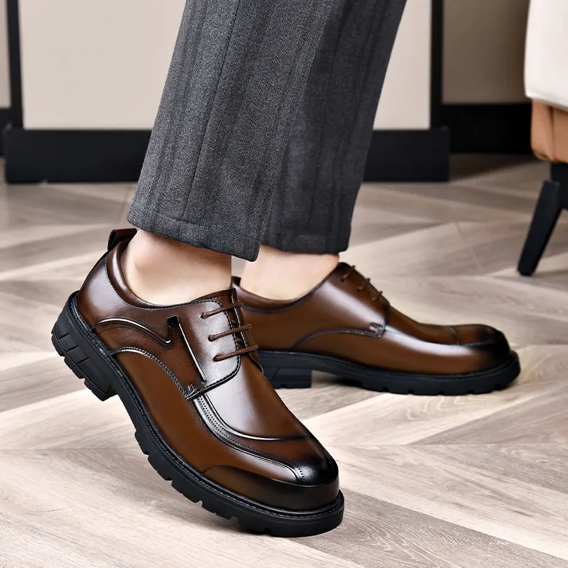 XIAOTOULANG Dress Shoes Men Low Top Black/Brown-16